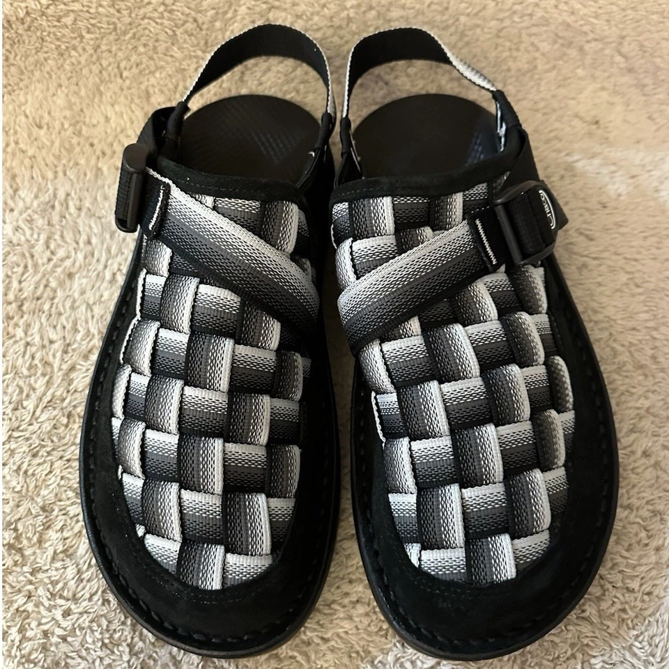 Босоножки Chaco Canyon тканые сабо выцветшие B W мужские размер 11 черные без шнуровки обувь - Изображение 3 из 4