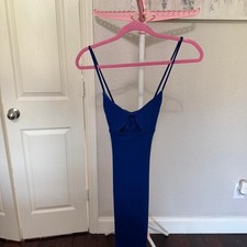 Windsor Navy Blue Spaghetti Strap Cutout Midi Dress