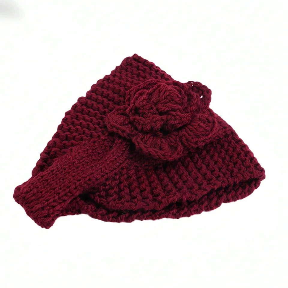 Mujer Invierno Diadema Floral Tejido Turbante Hecho a Mano Prendas para la Cabeza Otoño Invierno Gorras Foto 4 de 4