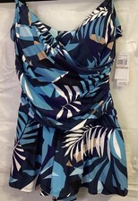 Jantzen Flirty Wrap Front Swim Dress Summer Breeze Size 12 Shirred Design Fun