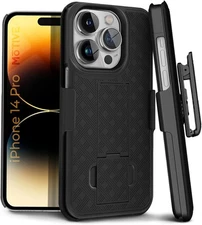 MOTIVE iPhone 14 Pro Holster Case, Belt Clip Shell, Protective Cover + Kickstand