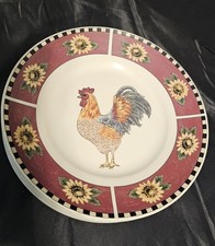 3 Gibson Everyday China Brewster Rooster Dinner Plate Sunflower Country 11.1/2