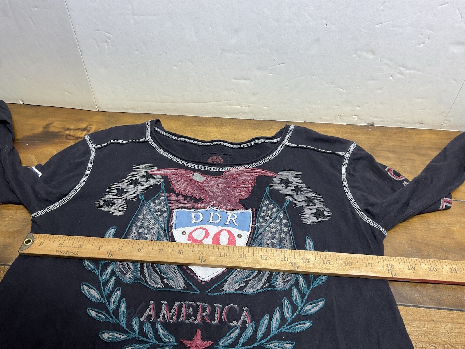 Double D Ranch Long Sleeve S Patchwork Freedom US… - image 7