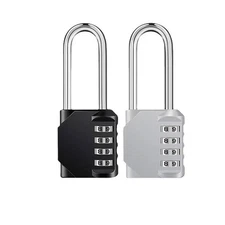 Combination Padlock 4-Digit Long Shackle Waterproof Outdoor Password Lock