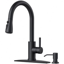 Black Kitchen Faucet with Soap Dispenser High Arc Pull Down Sprayer Sink Mixer