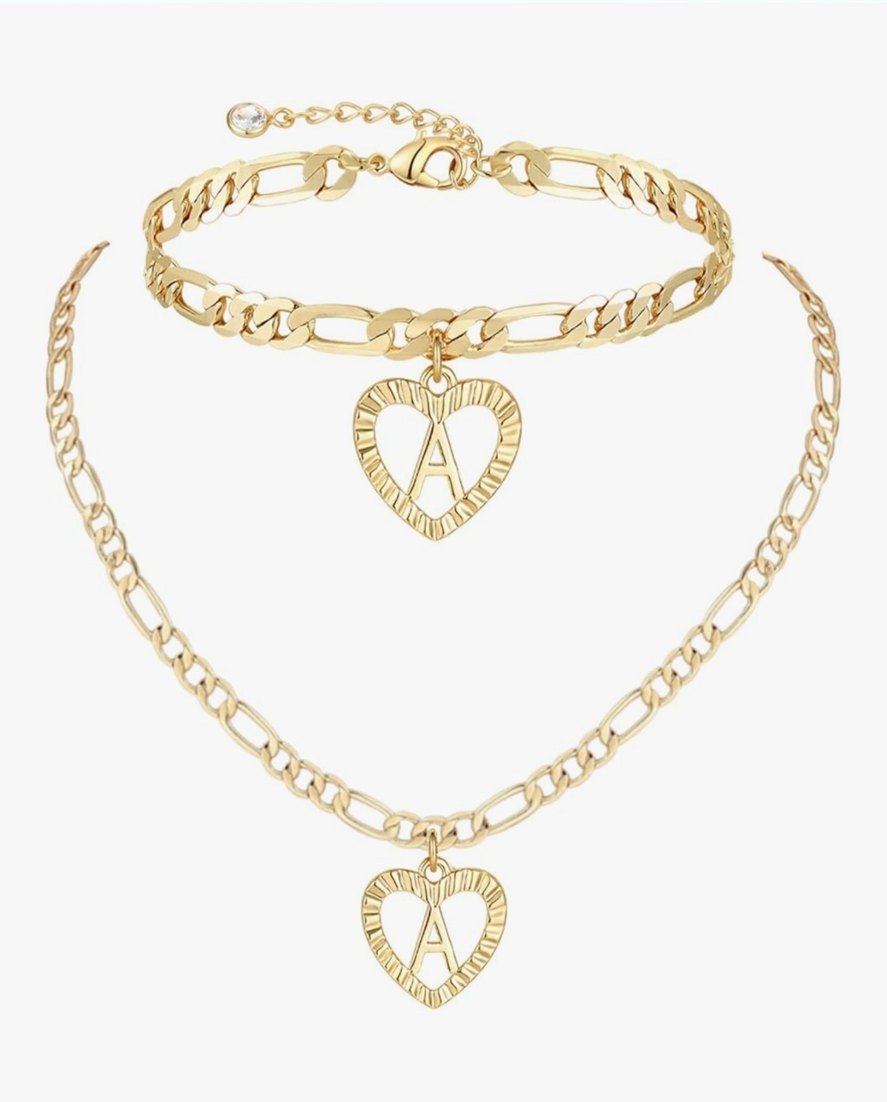 2 Cadena + Pulsera De Fantasía Con Algo De Oro Regalo Para Mujer Con Iniciales a