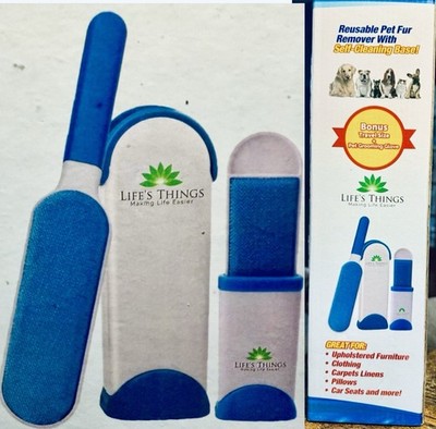LIFE s THINGS REUSABLE PET FUR REMOVER SELF CLEANING BASE-BONUS TRAVEL SIZE~NEW