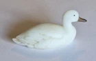 FENTON WHITE SATIN HAND MADE DUCK FIGURINE SIGNED BY C SMITH VINTAGE