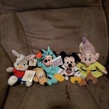 Vintage Disney Store Minnie Mickey Mouse Plush Bean Bag Lot Of 5 w/Tags 8"