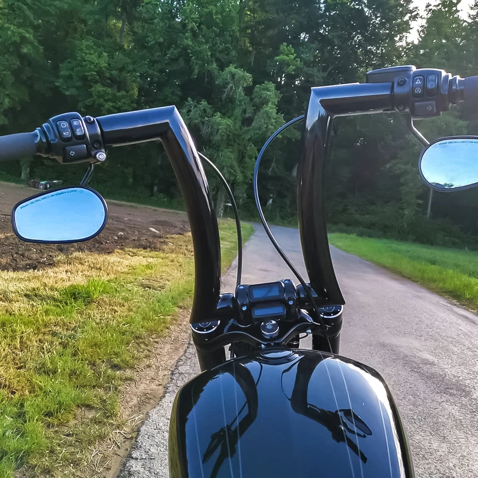 12" Rise Motorcycle 2" Ape Hanger Handlebar Black For Harley Softail Sportster Foto 4 de 4