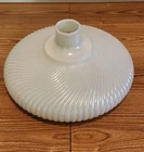 Vintage Opal White Ribbed Swirl Milk Glass Torchiere Lamp Shade 16" 2 3/4 Fitter