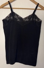 Lace Trim Stretch Cami Tank Top Size XL Black Fairy Y2K Grunge Whimsygoth