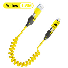 4IN1 65W Fast Charging USB Type C for Iphone Xiaomi Samsung PD Spring Data Cable