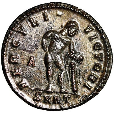 Maximinus II Daia Silvered Follis ''Hercules, Club'' Heraclea Rare Extremely Fine