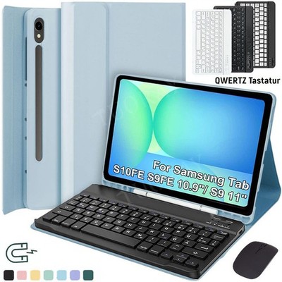 Hülle mit QWERTZ Tastatur Für Samsung Galaxy Tab A9+ A8 S9 S10 FE S8 S7 S6 Lite