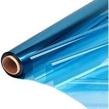 Blue cellophane wrap roll,colorful cello 34 in wide x 100 ft long, tra