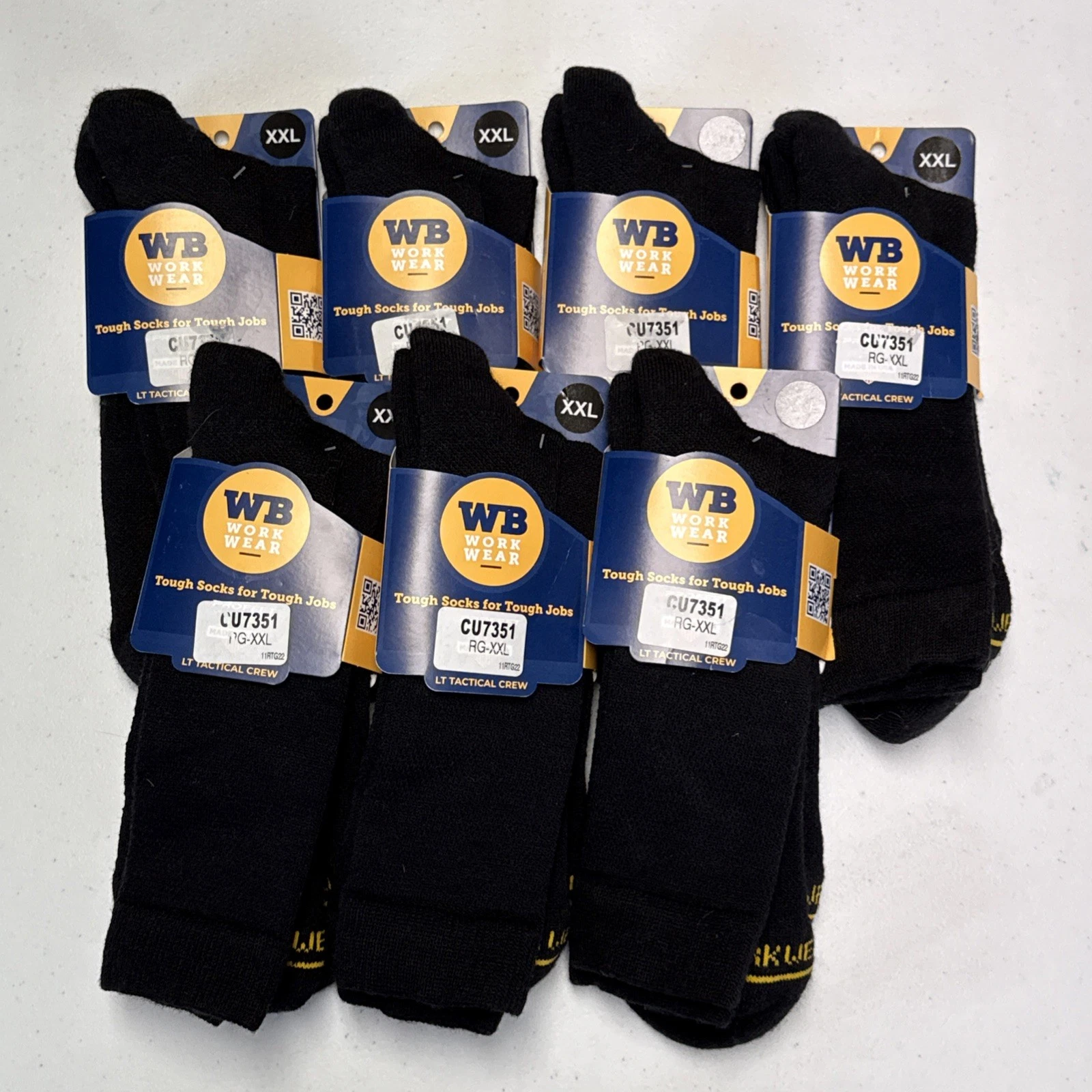 Wilson Brown 7 pairs Wool Blend Work Wear Socks BLACK 2XL W 14.5-16.5, M 13-15.5