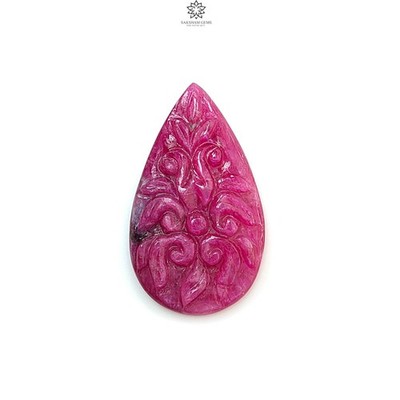 13.30cts Natural Red Ruby Hand Carved Pear Shape Gemstone 27.5*16mm 1pc