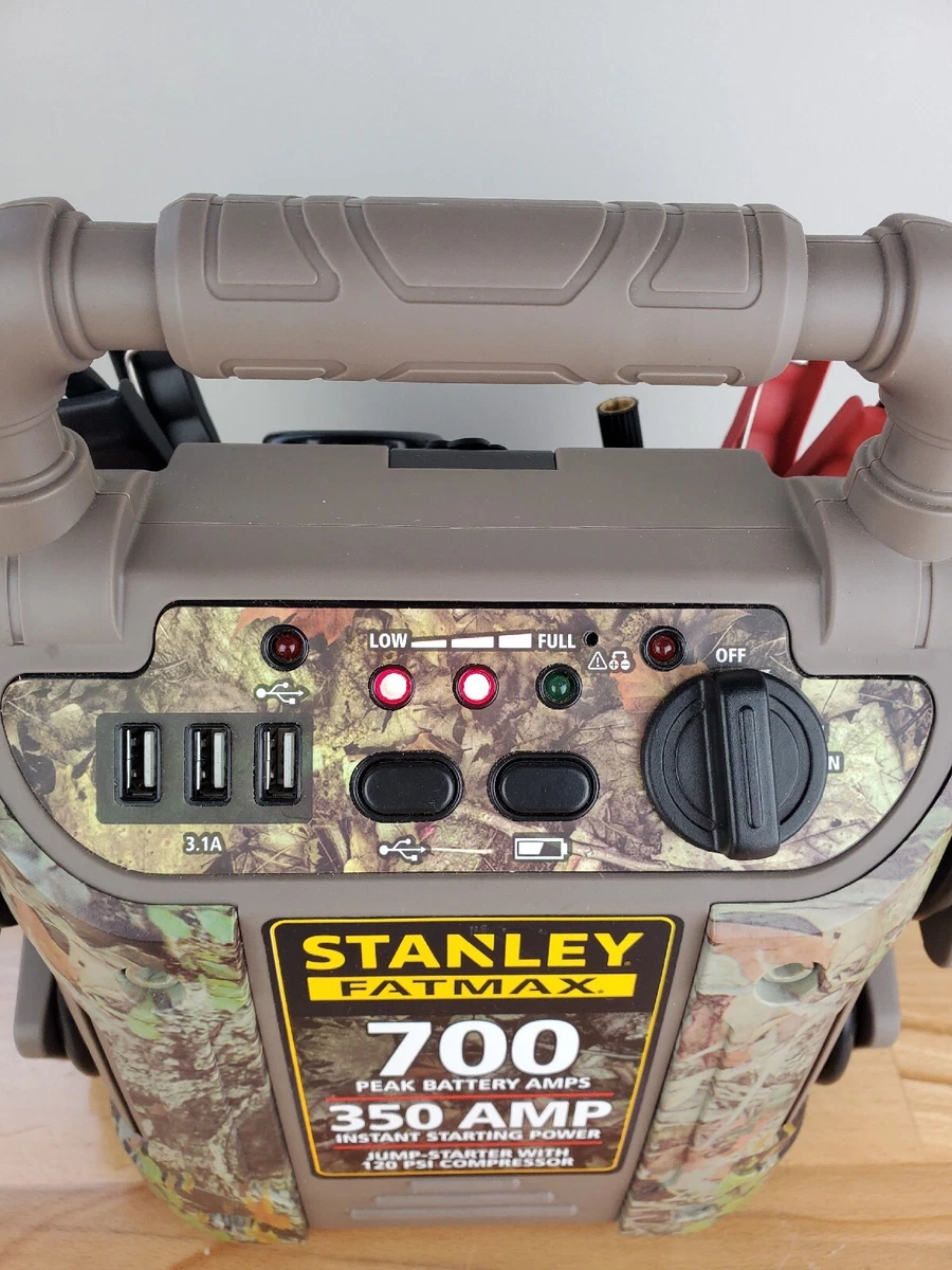 STANLEY 700 Amp Camo Jump Starter with Air Compressor 