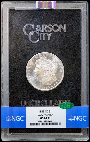 1883-CC Morgan Silver Dollar $1 NGC MS 64 PL CAC GSA Hoard (BU Unc.) Proof-Like - Picture 3 of 4