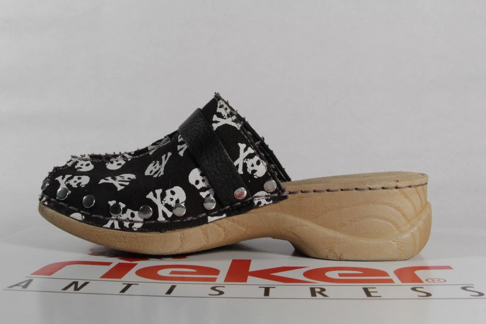 Zuecos Rieker Niñas Tela Sabot Negro/Blanco ¡Nuevos! Foto 3 de 4