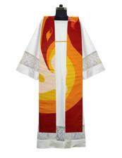 Liturgical Pentecost Pastor Stole with Printed Motif  Clergy Vestments