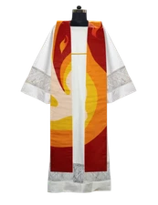 Liturgical Pentecost Pastor Stole with Printed Motif | Clergy Vestments