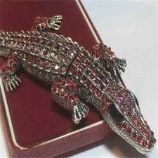 Vintage Art Deco Style Red Crystal Large Animal Brooch / Pendant Jewellery