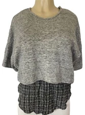 Derek Lam 10 Crosby Wool Cotton Top Layered Sweater Short Sleeve Knit 2 XS