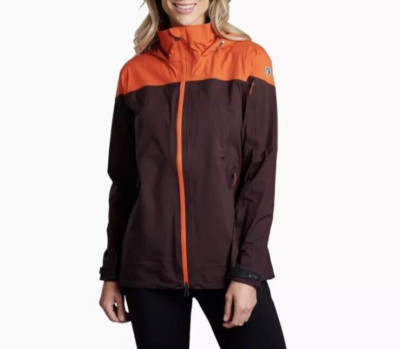 KUHL The One Shell Waterproof Rain Jacket Women Small Ganache Poppy Lightweight