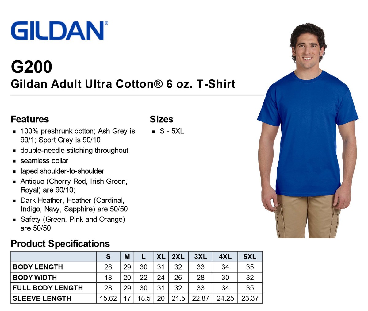 Gildan Mens Short Sleeves Heavy Weight Cotton 6 oz S-5XL T