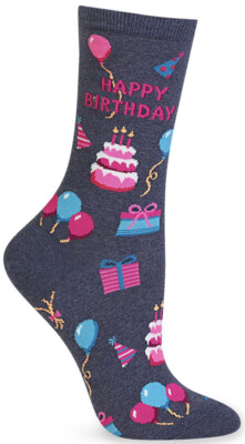 Hot Sox Unisex Birthday Blue Crew Socks One Pair Fits Sizes 9-11 NWT