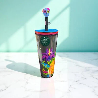 Starbucks Holographic 24oz Tumbler with Glow Dark Straw top NEW Limited Edition
