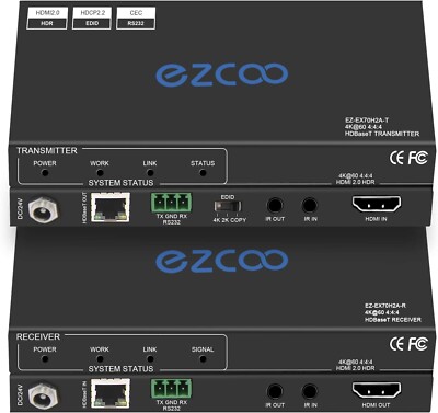 ROFAVEZCO HDMI Extender over Ethernet, 4k60 Uncompressed 18G/BPS on Single Cat