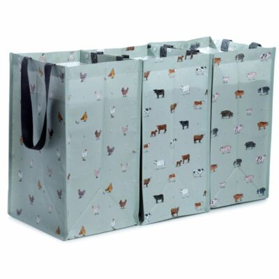 WILLOW FARM TIERE 3ER SET UMWELTFREUNDLICH RECYCLING WÄSCHENTÜTEN BEHÄLTER NEU
