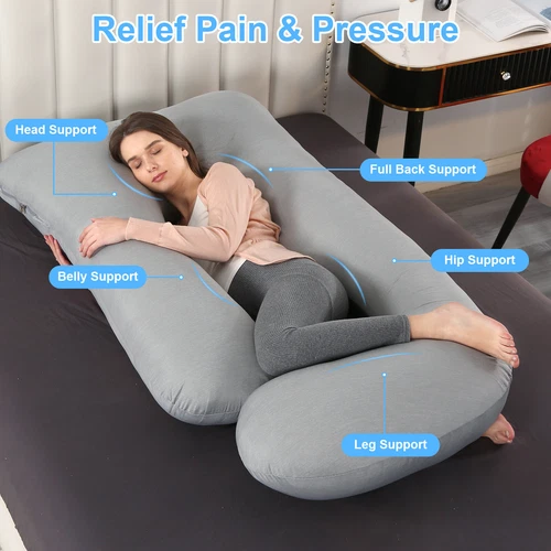 Pregnancy Pillow Full Body Maternity Women U/J-Shape Side Sleeper Support Pillow - Picture 118 of 129