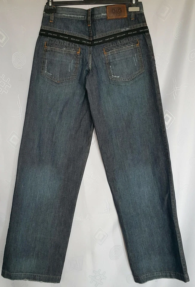 ITALIA-DE COLECCIÓN AUTÉNTICO DOLCE & GABBANA JUNIOR LOGO AZUL NIÑAS JEANS TALLA: US 14 Foto 3 de 4