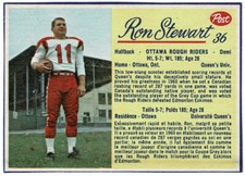 Ron Stewart 1963 Post Card #36 Ottawa Rough Riders PLUS Runge BONUS card