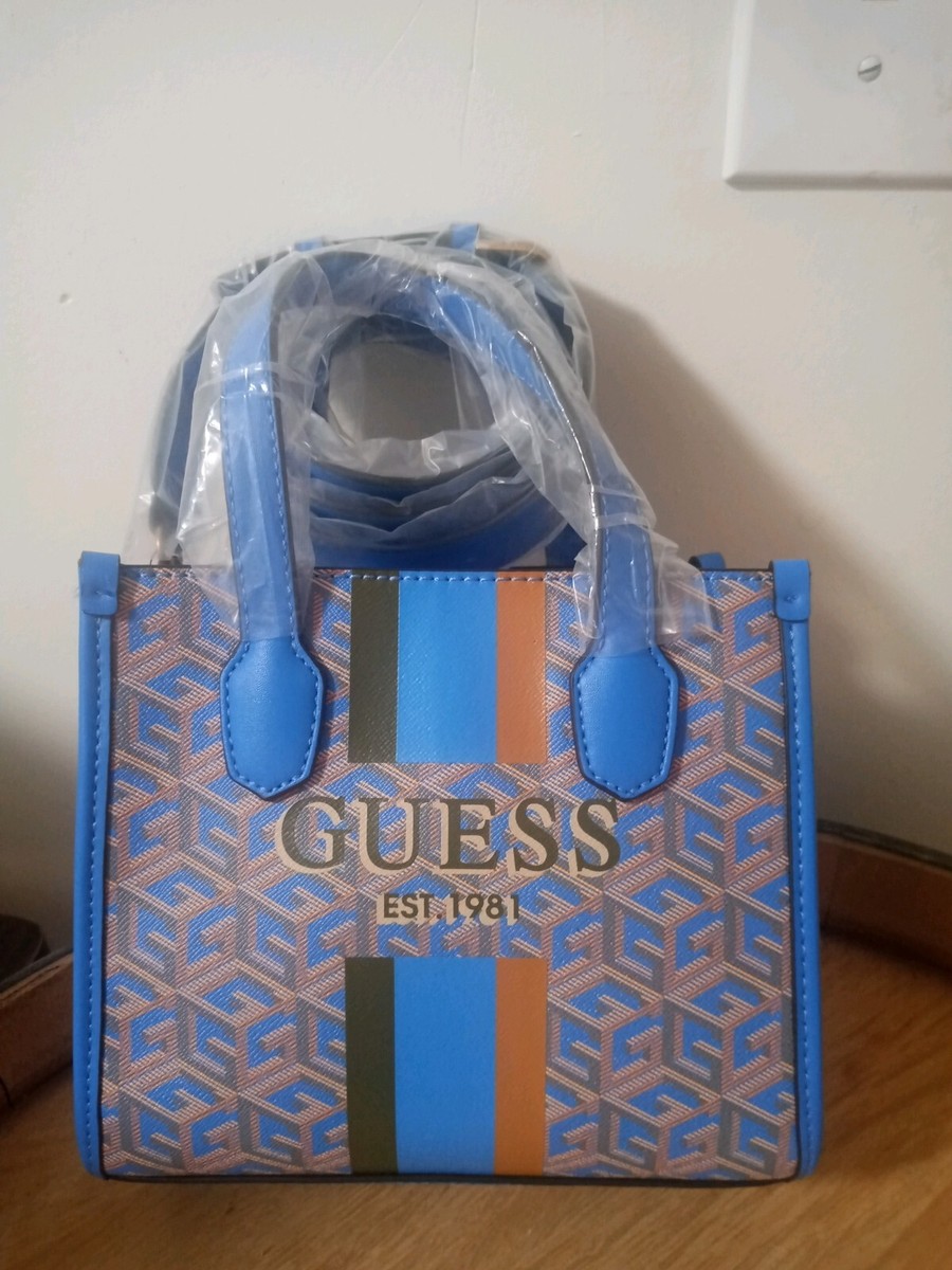 Guess Silvana Mini Tote, Aquatic Blue, Handbag NEW