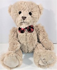 FAO SCHWARZ Teddy Bear 16  With Plaid Bowtie Shaggy Fur year 2019