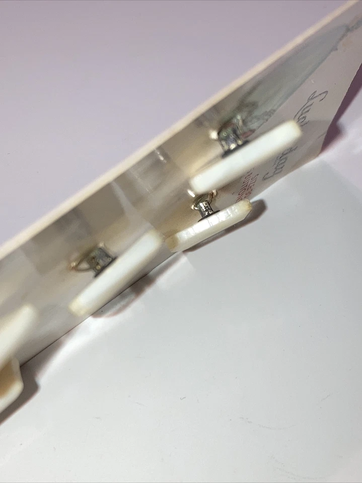 VTG Luckyday Square Pearl Buttons Faceted Edge Metal Shank 9/16" 5 NEW on Card - Image 2 of 3