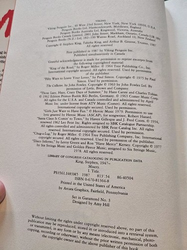 Misery by Stephen King 1987 First Edition First Print - Picture 4 of 6