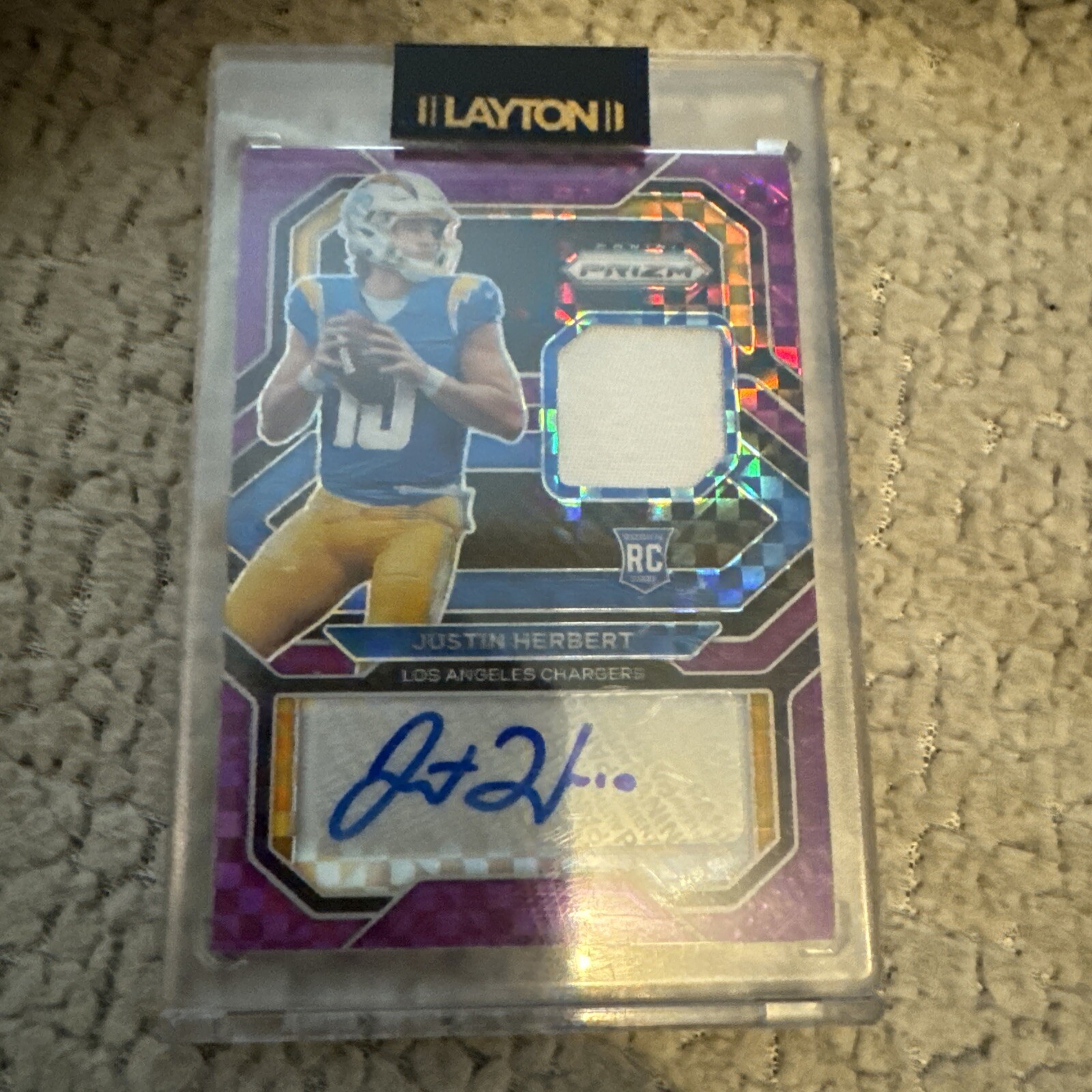 2020 Prizm JUSTIN HERBERT Purple Power Prizm RC Rookie Patch Auto /49 RPA