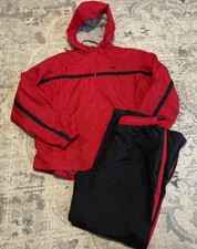 VTG Nike Size L 12-14 Mesh Track Suit Hooded Jacket Pants Red/Black Large