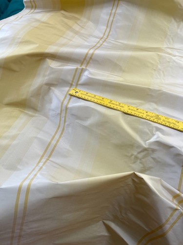 FANTASTIC QUALITY SILK TAFFETA STRIPES - IVORY/GOLDEN YELLOW!!! - Picture 4 of 4
