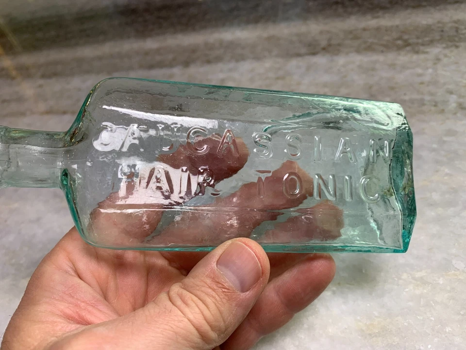 Antiguo Ames Caucasiano Caucásico Cabello Tónico Botella Abierta Pontil SPRINGFIELD MASS Foto 2 de 4