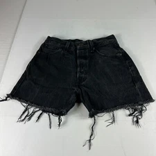 Levi's Jean Shorts Men's Measured 26 501 Black Faded Cut Off Denim Jorts Tag 30