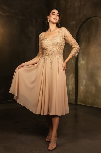 Womens Dresses For Mother Of The Bride V-Neck 3/4 Sleeves A-Line Plus Size - Picture 25 of 34