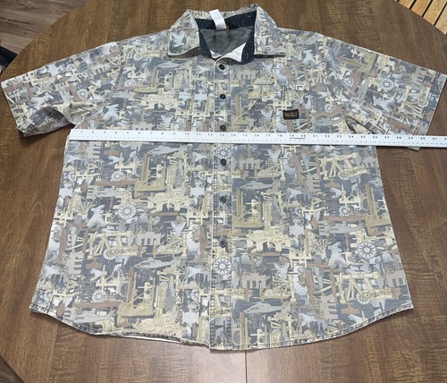 Oil Field Camo Walls Heavy Short Sleeve Shirt Size M Button Down - Picture 2 of 6