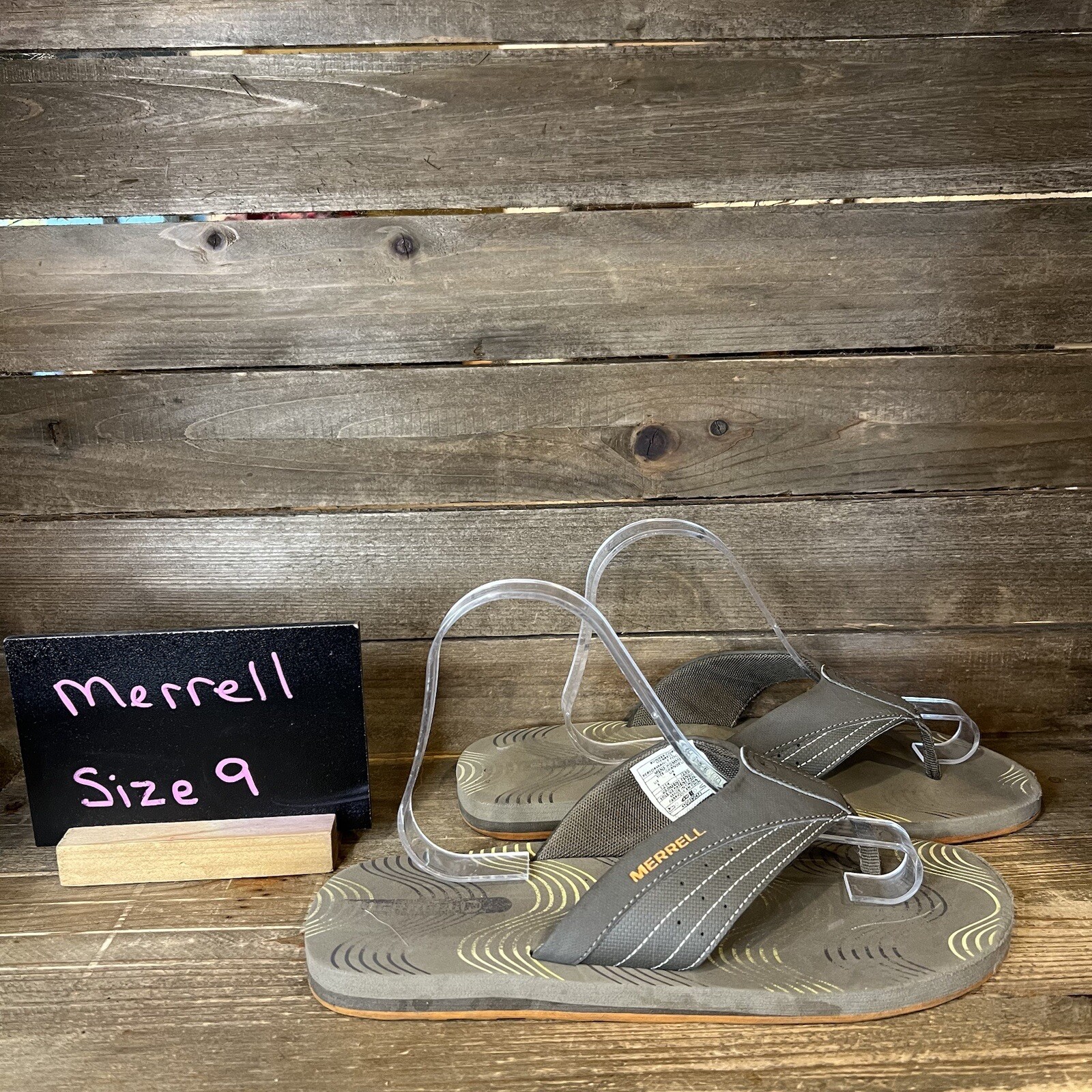 Sandali infradito uomo Merrell comodi grigi casual da passeggio taglia 9 M ottime condizioni